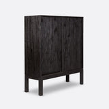 Vitrine EROSI en bois de teck recyclé 110 x 45 x 130 cm en couleur noire