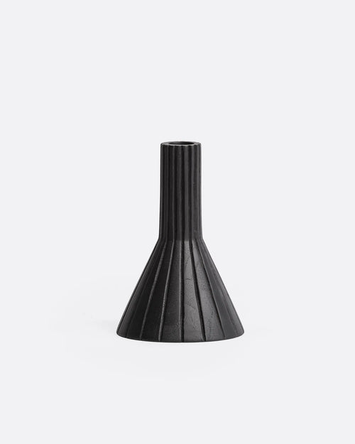Portavelas MEJA de madera de teca reciclada Ø 10 x 14 cm de altura en color negro