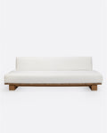 CORA 4-seater outdoor sofa in teak wood and synthetic rope 240 x 100 x 72 cm in natural colour and white textile
