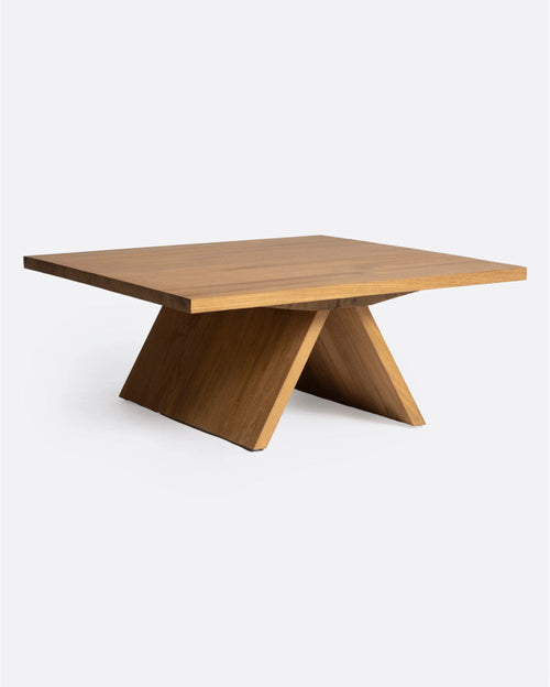 Mesa auxiliar BATU de madera de teca reciclada 85 x 85 x 35 cm en color natural