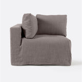 BEETHOVEN sofa central module with cover in linen 100 x 100 x 80 cm in taupe colour