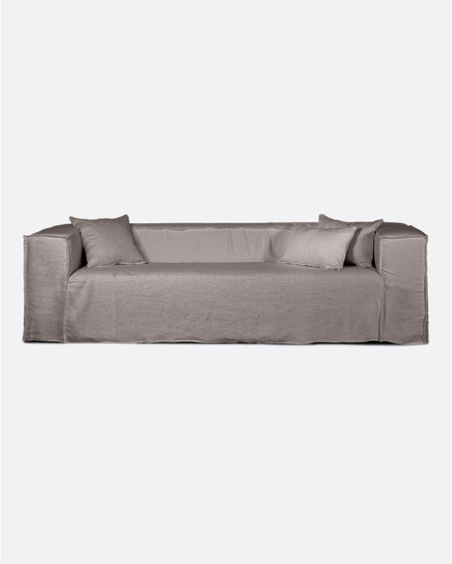 Canapé STROZZI 3/4 places avec housse en lin 260 x 95 x 65 cm en couleur taupe
