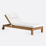 GENESIS outdoor sunbed in teak wood 201 x 78 x 27 cm with white mattress