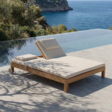 Transat GENESIS en bois de teck 201 x 139 x 27 cm avec un matelas ivoire