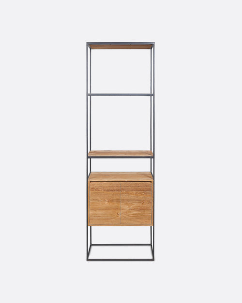 Estantería ONETWO de madera de teca reciclada y hierro 60 x 30 x 195 cm