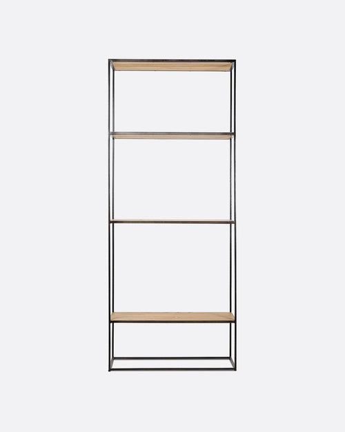 Estantería ONETWO de madera de teca reciclada y hierro 80 x 30 x 195 cm