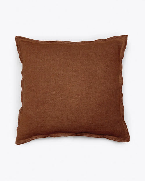 Housse de coussin KAURA en lin 60 x 60 cm en terre cuite