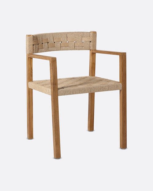 CORA armchair with armrests in teak wood and paper cord 52 x 56 x 77 cm in natural colour