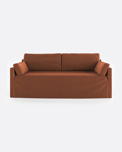 BEETHOVEN LINEAL canapé 3 places en lin 212 x 95 x 94 cm terre cuite