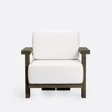 PANJANG 1-seater outdoor sofa in teak wood 88 x 83 x 81 cm in weathered finish and white upholstery
