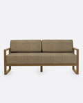 Canapé d’extérieur SELMA 2/3 places en teck naturel, 170 × 83 × 67 cm, avec tapisserie couleur sable (Sand)