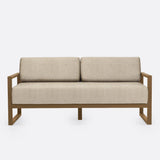 Canapé d'extérieur SELMA 2/3 places en teck naturel, 170 x 83 x 67 cm, avec tapisserie couleur ivoire (Ivory)