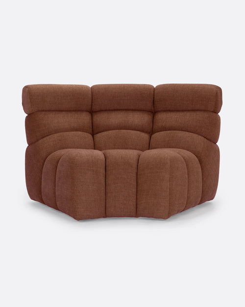 CHOPIN modular round corner sofa in recycled olefin 130 x 97 x 80 cm in terracotta colour