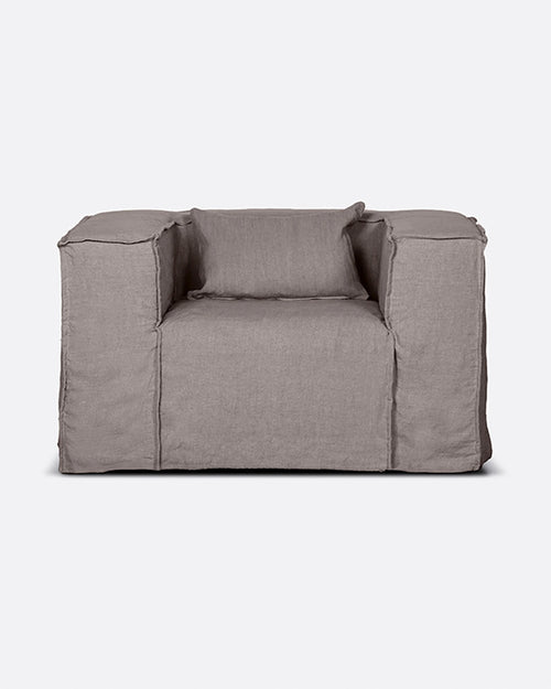 Canapé STROZZI 1 place avec housse en lin 120 x 95 x 65 cm en couleur taupe