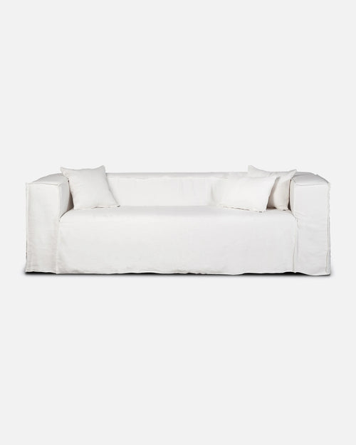 Canapé STROZZI 2/3 places avec housse en lin 220 x 95 x 65 cm en couleur blanche