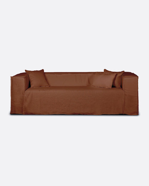 Canapé STROZZI 1 place avec housse en lin 120 x 95 x 65 cm en couleur terre cuite