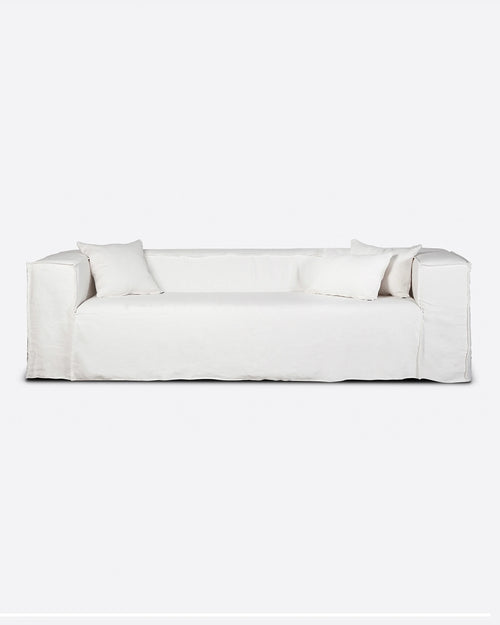 Canapé STROZZI 3/4 places avec housse en lin 260 x 95 x 65 cm en couleur blanche