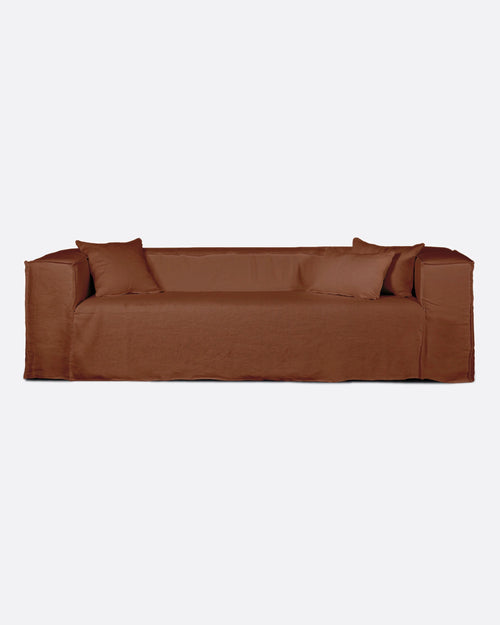 Canapé STROZZI 1 place avec housse en lin 120 x 95 x 65 cm en couleur terre cuite