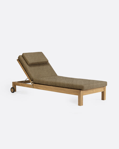 GENESIS outdoor sunbed in teak wood 201 x 78 x 27 cm with a sand-colored mattress