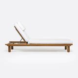 TOPRAK outdoor sunbed in teak wood 200 x 70 x 25 cm with white mattress
