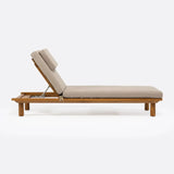 TOPRAK outdoor sunbed in teak wood 200 x 70 x 25 cm with natural mattress