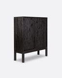 Vitrina EROSI de madera de teca reciclada 110 x 45 x 130 cm en color negro