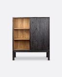 Vitrina EROSI de madera de teca reciclada 110 x 45 x 130 cm en color negro
