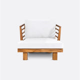 Canapé d'extérieur STRAUSS 1 place en bois de teck recyclé et oléfine 86 x 84 x 67 cm en revêtement blanc
