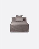Chaise longue STROZZI avec housse en lin 100 x 190 x 65 cm en couleur taupe