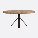 Table à manger JATI en bois de teck recyclé et fer Ø 180 cm x 76 cm de hauteur