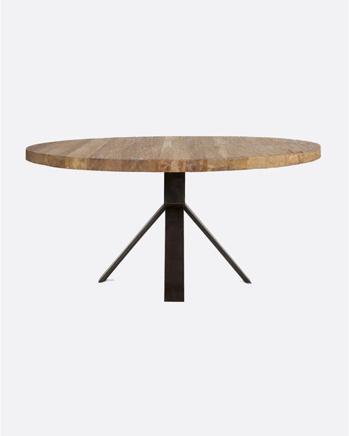 Table à manger JATI en bois de teck recyclé et fer Ø 180 cm x 76 cm de hauteur