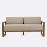 Sofá de exterior SELMA 2/3 plazas de madera de teca 170 x 83 x 67 cm en color natural y tapicería natural