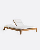 Tumbona de exterior GENESIS de madera de teca 201 x 139 x 27 cm con colchón blanco
