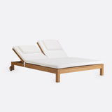Transat GENESIS en bois de teck GENESIS outdoor sunbed in teak wood 201 x 139 x 27 cm with white mattress avec matelas blanc
