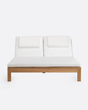 Tumbona de exterior GENESIS de madera de teca 201 x 139 x 27 cm con colchón blanco