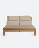 Transat GENESIS en bois de teck 201 x 139 x 27 cm avec matelas naturel