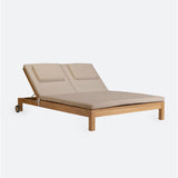 Transat GENESIS en bois de teck 201 x 139 x 27 cm avec matelas naturel