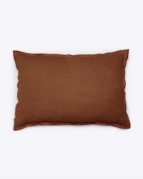 Housse de coussin KAURA en lin 60 x 40 cm en terre cuite