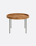 Mesa auxiliar GEDE de madera de teca reciclada y hierro Ø 55 cm x 40 cm de altura