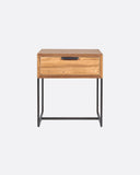 Mesita de noche BANJAR de madera de teca reciclada y hierro 40 x 40 x 45 cm