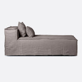 Chaise longue STROZZI avec housse en lin 100 x 190 x 65 cm en couleur taupe
