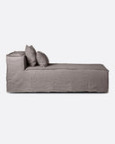 Chaise longue STROZZI avec housse en lin 100 x 190 x 65 cm en couleur taupe