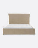 Lit BEETHOVEN pour matelas 160 x 200 cm avec revêtement en lin couleur naturelle