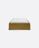 Cadre de lit BEETHOVEN en lin 110 x 220 x 25 cm pour matelas simple 90 x 200 cm couleur moutarde