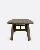 Table d'extérieur TUBAN en bois de teck 290 x 110 x 74 cm en finition patinée