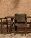 Table d'extérieur TUBAN en bois de teck 290 x 110 x 74 cm en finition patinée