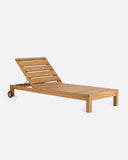 GENESIS outdoor sunbed in teak wood 201 x 78 x 27 cm with white mattress