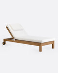 GENESIS outdoor sunbed in teak wood 201 x 78 x 27 cm with white mattress