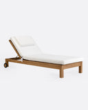 Transat GENESIS en bois de teck 201 x 78 x 27 cm avec matelas blanc