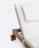 GENESIS outdoor sunbed in teak wood 201 x 78 x 27 cm with white mattress